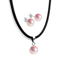 Collar Y Aretes De Mujer Caucho Plata .925 Perlas De Cristal Zvezda