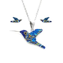 Collar Y Aretes De Mujer Plata .925 Colibrí Zvezda