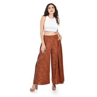 Foto 1 | Foto 1 | Pantalon Palazzo Animal Print Roman Fashion /juvenil 2632 (chedron Print) Naranja Oscuro