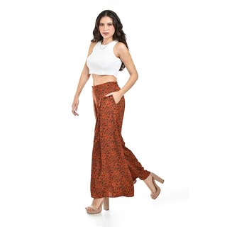 Foto 2 | Foto 2 | Pantalon Palazzo Animal Print Roman Fashion /juvenil 2632 (chedron Print) Naranja Oscuro