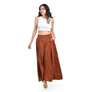 Foto 4 | Foto 4 | Pantalon Palazzo Animal Print Roman Fashion /juvenil 2632 (chedron Print) Naranja Oscuro