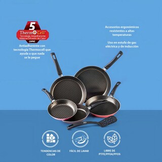 Foto 3 | Foto 3 | Juego 5 Sartenes Con Antiadherente Thermocell Eo Safe Imports Esi-21904 Multicolor