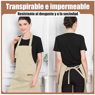 Foto 3 | Foto 3 | 5pzs Delantales De Lona Ajustables Para Chef O Art 5 Eo Safe Imports Esi-21909 Beige