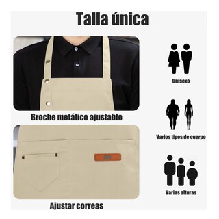 Foto 4 | Foto 4 | 5pzs Delantales De Lona Ajustables Para Chef O Art 5 Eo Safe Imports Esi-21909 Beige