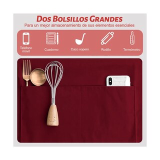 Foto 3 | Foto 3 | Juego De Delantal Para Chef 12pzs Eo Safe Imports Esi-21920 Rojo