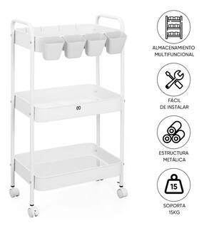 Foto 2 | Foto 2 | Carrito Organizador De Acero Multifunción Eo Safe Imports Esi-21914 Blanco