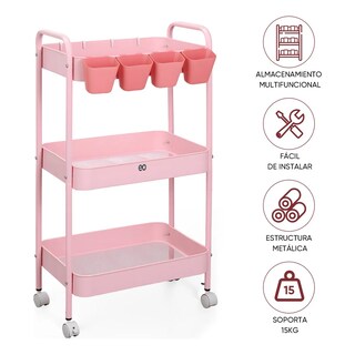 Foto 2 | Foto 2 | Carrito Organizador De Acero Multifunción Eo Safe Imports Esi-21916 Rosa