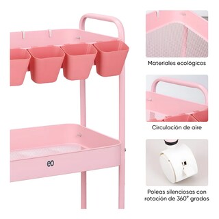 Foto 3 | Foto 3 | Carrito Organizador De Acero Multifunción Eo Safe Imports Esi-21916 Rosa