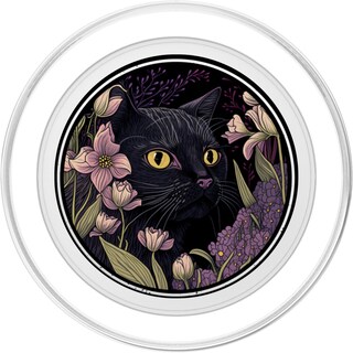 Foto 2 | Foto 2 | Popsockets Popgrip Para Magsafe Bonito Gato Negro Escondido En Flores De Primavera - Venta Internacional.