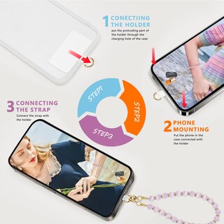 Foto 5 | Foto 5 | Correa Para Teléfono Móvil Lostars Con Cuentas De Mármol Y Cristal Blanco - Venta Internacional.