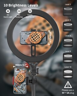 Foto 3 | Foto 3 | Lámpara Anular Luoled De 10 Pulgadas Con Soporte Soporte Para Teléfono Y Abrazadera - Venta Internacional.