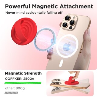 Foto 3 | Foto 3 | Soporte Magnético Para Anillo De Teléfono Coffker Silicona Rojo - Venta Internacional.