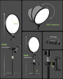 Foto 6 | Foto 6 | Ring Light Aureday Regulable 10.5 Pulgadas Con Soporte Y Soporte Para Teléfono De 24 W - Venta Internacional.