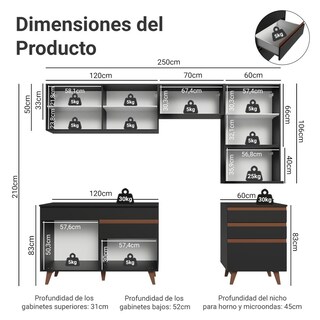 Foto 3 | Foto 3 | Cocina Integral Completa Modular Madesa Reims 250cm Nn 07