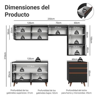 Foto 3 | Foto 3 | Cocina Integral Completa Modular Madesa Reims 250cm Nn 08