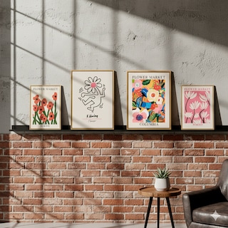 Foto 5 | Foto 5 | Set 4 Cuadros Decorativos Matisse 3 Ilios Innova Abstractos Florales 2 Tamaños Impresión Multicolor Y Marcos Dorados