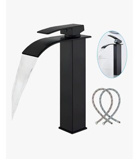 Foto 2 | Foto 2 | Grifo Alto Para Lavabo Negro Moderno Monomando Mezclador De Agua Fría Y Caliente Grifo De Baño Con Mangueras Incluidas