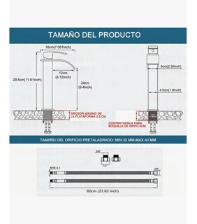 Foto 4 | Foto 4 | Grifo Alto Para Lavabo Negro Moderno Monomando Mezclador De Agua Fría Y Caliente Grifo De Baño Con Mangueras Incluidas