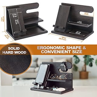 Foto 5 | Foto 5 | Base De Teléfono Teslyar Ash De Madera Con Soporte Para Llaves  Color Negro - Venta Internacional.