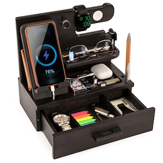 Foto 1 | Foto 1 | Mesita De Noche Teslyar De Madera Con Cajón Para Teléfono Color Negro - Venta Internacional.