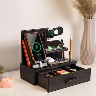 Foto 7 | Foto 7 | Mesita De Noche Teslyar De Madera Con Cajón Para Teléfono Color Negro - Venta Internacional.