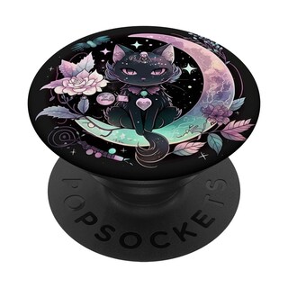 Foto 1 | Foto 1 | Adhesivo Popsockets Popgrip Moon Phases Crystal Witchy Black Cat - Venta Internacional.