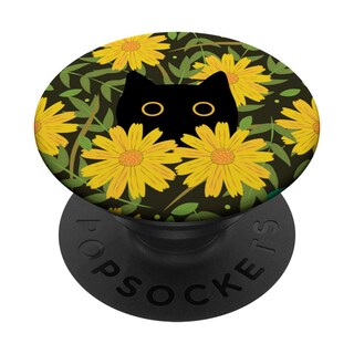 Foto 1 | Foto 1 | Adhesivo Popsockets Popgrip Bonito Diseño De Gato Negro Con Forma De Girasol - Venta Internacional.