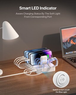 Foto 7 | Foto 7 | Estación De Carga Soopii Cs60-2211 60 W 6 Puertos Con 6 Cables Color Blanco - Venta Internacional.