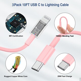Foto 4 | Foto 4 | Cargador Essri De Carga Rápida Paquete De 3 Unidades 20 W Para Iphone 14 Color Rosa - Venta Internacional.