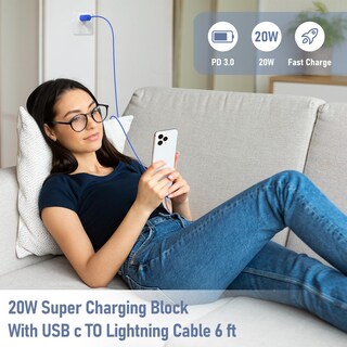 Foto 6 | Foto 6 | Cargador Rápido Essri Usb C De 20 W Para Iphone 14/13/12 Con Paquete De 2 Unidades De 6 Pies - Venta Internacional.