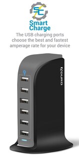 Foto 4 | Foto 4 | Estación De Carga Aduro De Escritorio Usb De 40 W Y 6 Puertos Color Negro Y Gris - Venta Internacional.