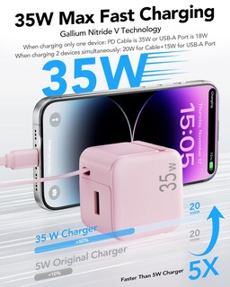 Foto 2 | Foto 2 | Cargador De Pared Uponsz Pd Fast De 35 W Con Cable Retráctil Para Iphone - Venta Internacional.