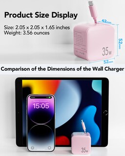 Foto 6 | Foto 6 | Cargador De Pared Uponsz Pd Fast De 35 W Con Cable Retráctil Para Iphone - Venta Internacional.