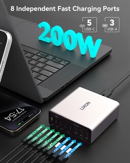 Foto 2 | Foto 2 | Estación De Carga Lixon Usb C 200 W 8 Puertos Cargador Rápido Gan - Venta Internacional.