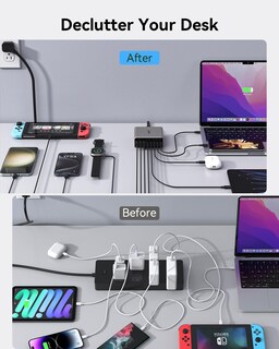 Foto 5 | Foto 5 | Estación De Carga Lixon Usb C 200 W 8 Puertos Cargador Rápido Gan - Venta Internacional.