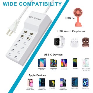 Foto 2 | Foto 2 | Cargador Usb Frisatpow Estación De Carga Usb-a De 12 Puertos 2 4 A Y Usb-c - Venta Internacional.