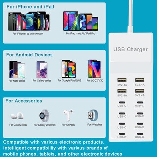 Foto 5 | Foto 5 | Cargador Usb Frisatpow Estación De Carga Usb-a De 12 Puertos 2 4 A Y Usb-c - Venta Internacional.