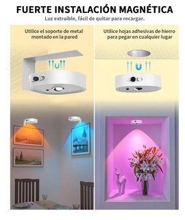 Foto 2 | Foto 2 | ''lámparas De Techo Rgb Inalámbricas Con Control Y Recarga Tipo C Paquete De 3 Plata ''