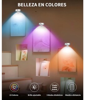 Foto 3 | Foto 3 | ''lámparas De Techo Rgb Inalámbricas Con Control Y Recarga Tipo C Paquete De 3 Plata ''
