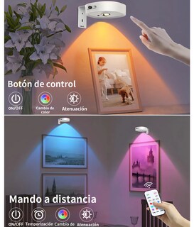 Foto 5 | Foto 5 | ''lámparas De Techo Rgb Inalámbricas Con Control Y Recarga Tipo C Paquete De 3 Plata ''