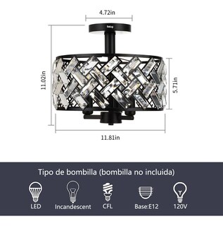 Foto 3 | Foto 3 | ''lámpara De Techo Metal Vidrio Moderna Home Negra ''