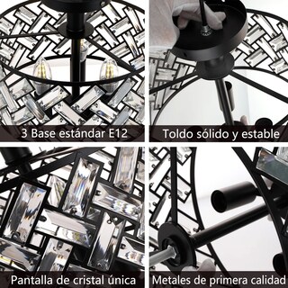 Foto 5 | Foto 5 | ''lámpara De Techo Metal Vidrio Moderna Home Negra ''