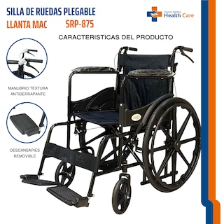 Foto 2 | Foto 2 | Silla De Ruedas Plegable Tradicional Todo Terreno Para Adulto Soporte De Hasta 110kg Ultra Ligera Llanta Tipo Mac
