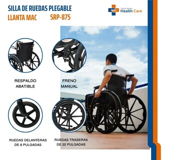 Foto 4 | Foto 4 | Silla De Ruedas Plegable Tradicional Todo Terreno Para Adulto Soporte De Hasta 110kg Ultra Ligera Llanta Tipo Mac
