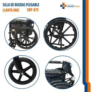 Foto 7 | Foto 7 | Silla De Ruedas Plegable Tradicional Todo Terreno Para Adulto Soporte De Hasta 110kg Ultra Ligera Llanta Tipo Mac