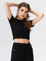 Jeans OBS Dama Wide Leg con Cinto de Mezclilla Negro