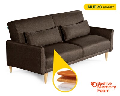 Foto 2 | Foto 2 | Sofá Cama Makora Anicka Con Memory Foam Color Chocolate Lino Respaldo Reclinable De 3 Posiciones