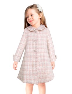 Foto 1 | Foto 1 | Abrigo Rosa Con Beige Tweed Para Niña Pequeña