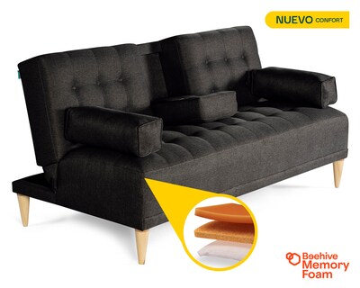 Foto 2 | Foto 2 | Sofá Cama Makora Queen Con Memory Foam Color Negro Lino Respaldo Reclinable De 3 Posiciones