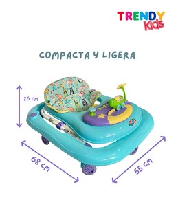 Foto 2 | Foto 2 | Trendy Kids Andadera Turtly Para Bebé 6–18 Meses – Color Azul Con Charola Interactiva Altura Ajustable Y Ruedas De Gel